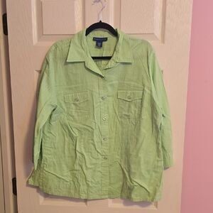 Karen Scott Light Green Cotton Shirt